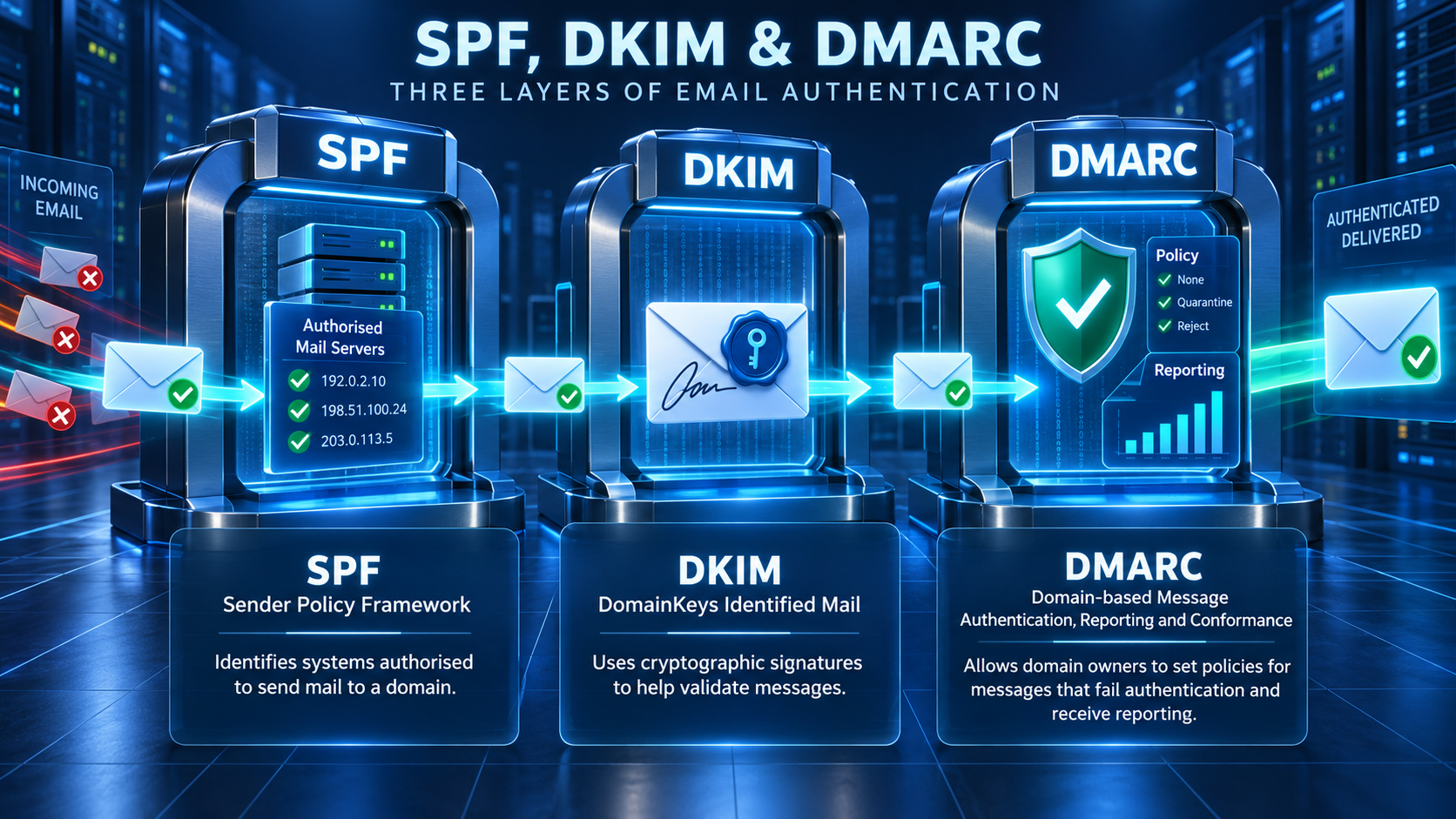 SPF DKIM DMARC email authentication