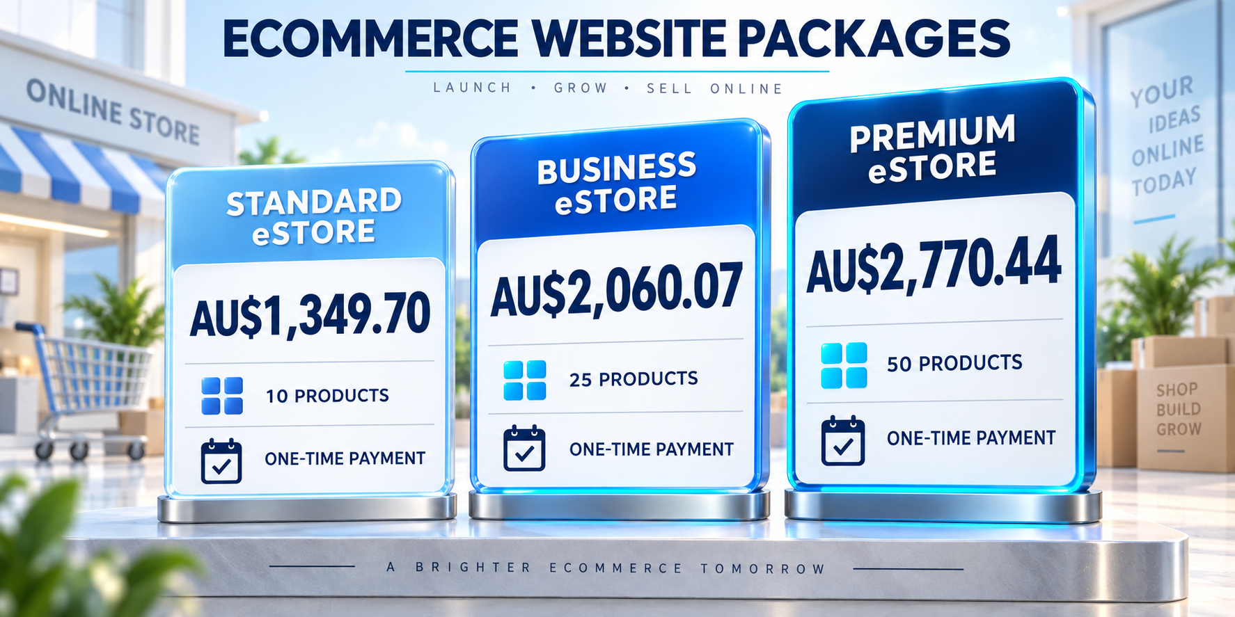 three ecommerce website pricing packages
