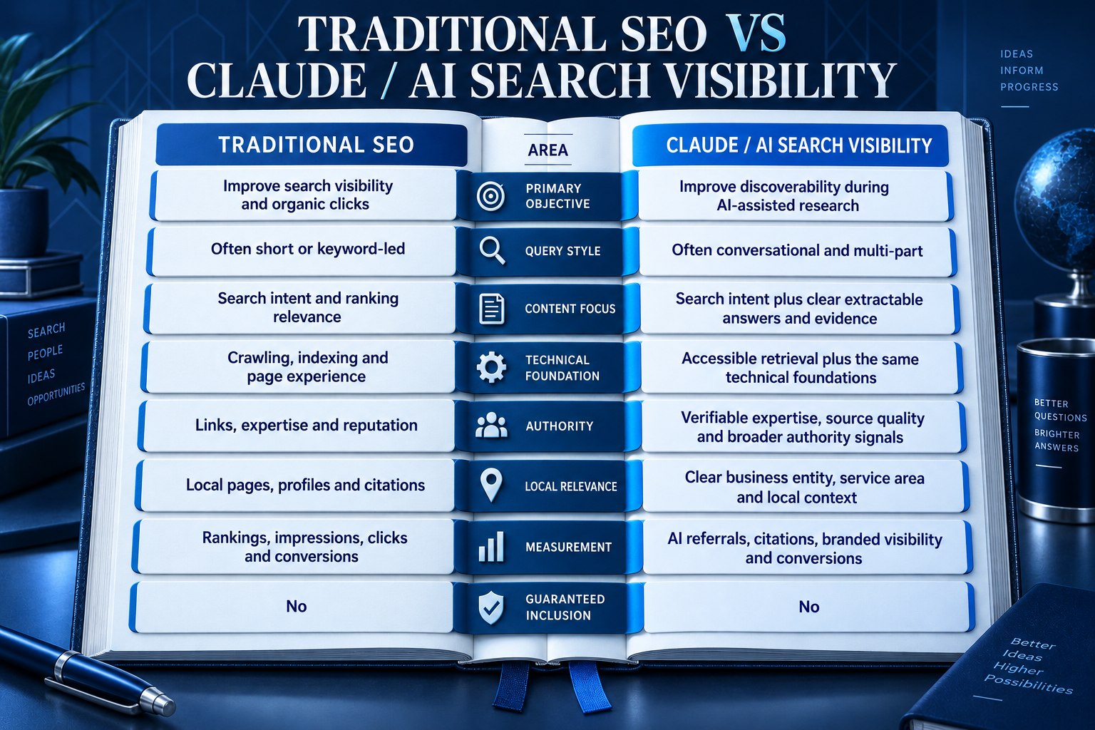 Comparison between traditional SEO and Claude AI search optimisation for Melbourne businesses.