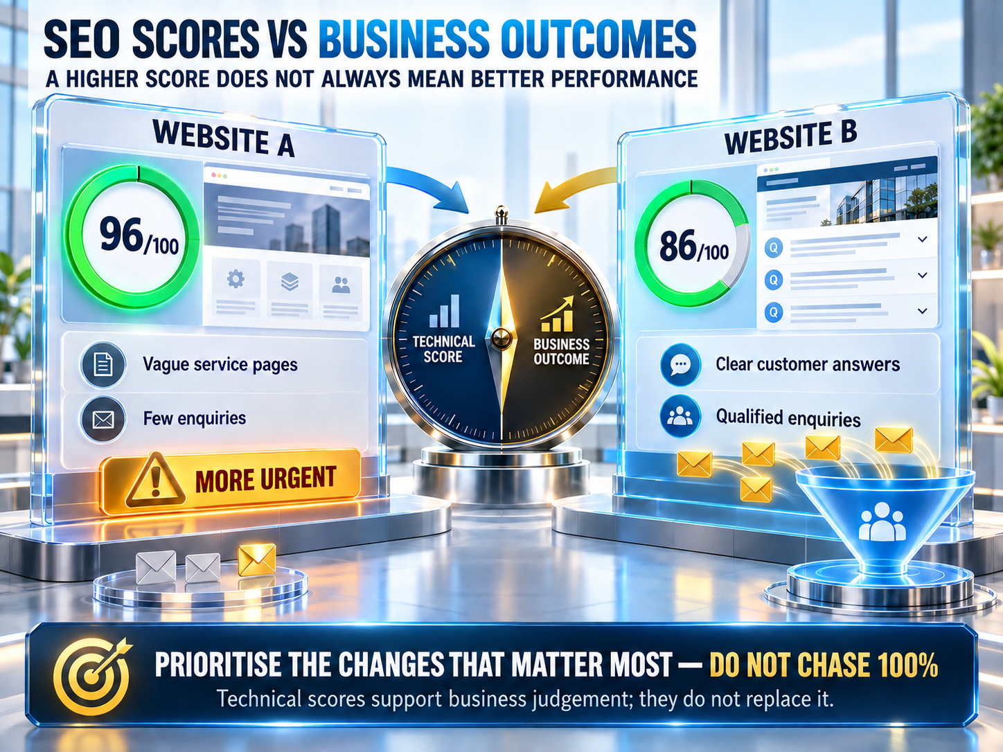 SEO scores versus business outcomes 