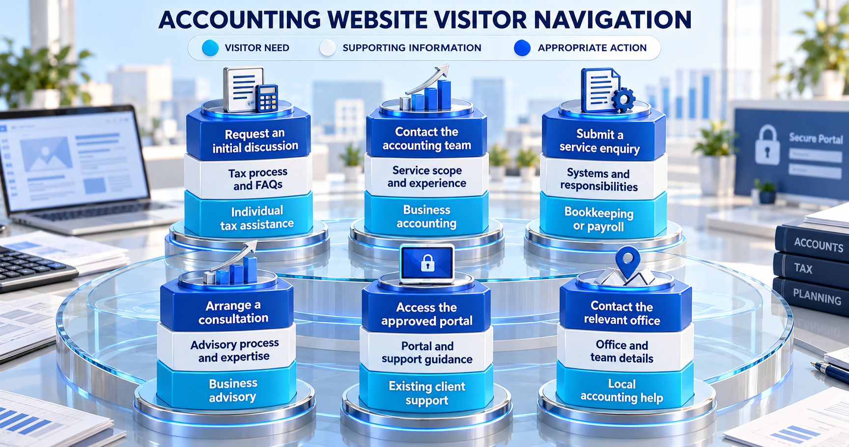 Accounting website visitor navigation