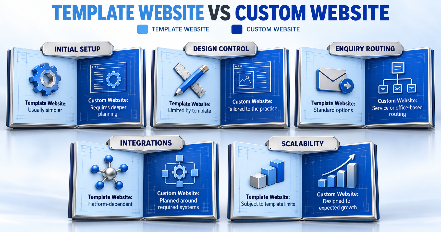 Template versus custom website comparison