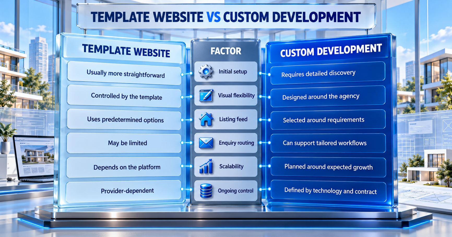 Comparison of Template website and custom development