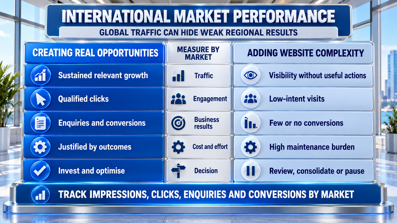International market SEO performance comparison